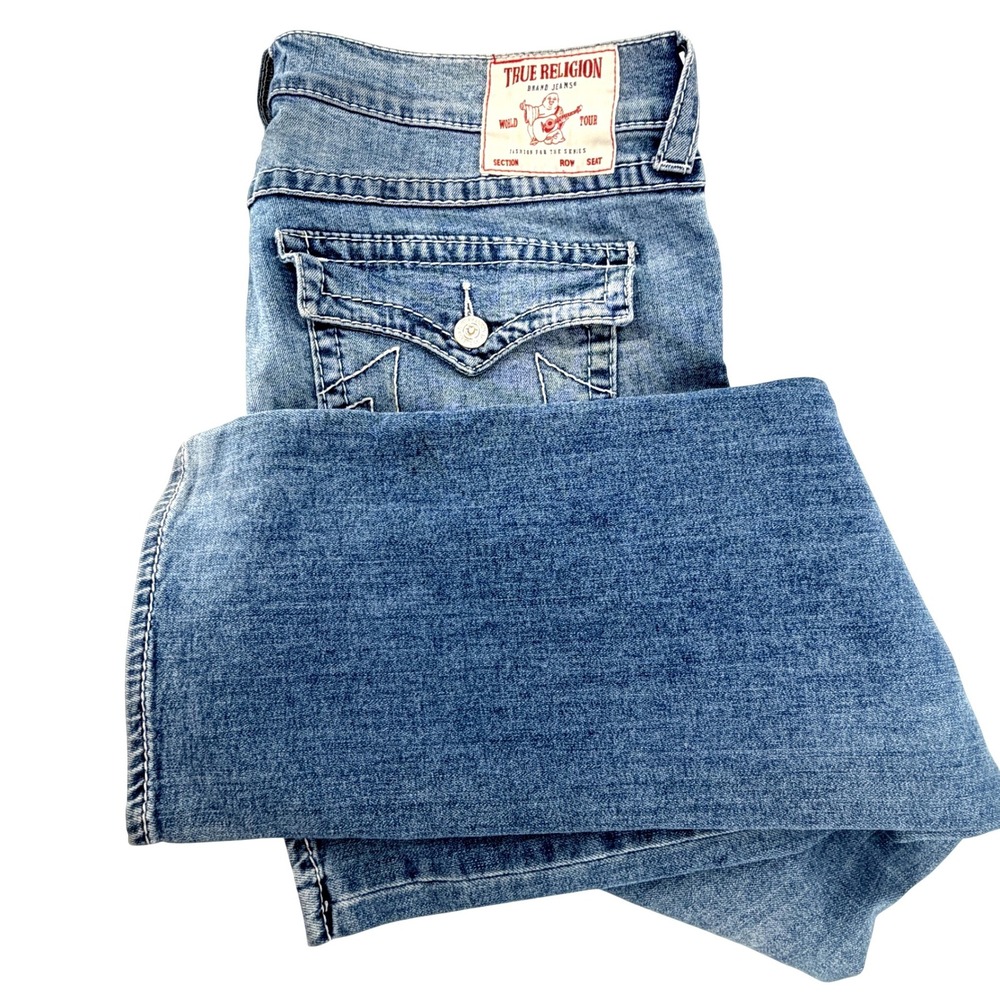 True Religion Ricky Relaxed Straight Mens 40 Medium Wash Jeans